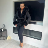 Niah Black Luxe Faux Fur Cuff Hood Coat