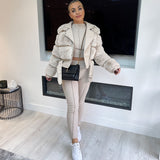 Bianca Beige Double Belt Faux Fur Coat